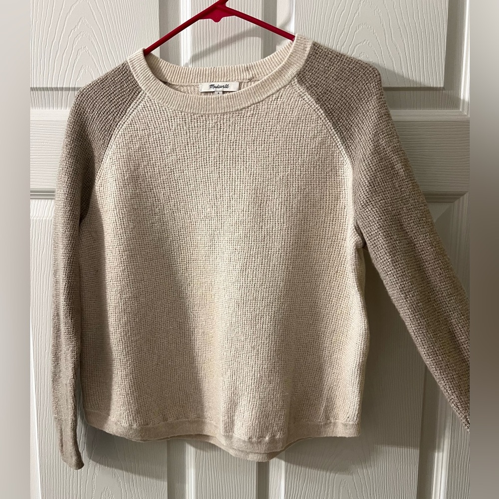 Madewell Two-Tone Raglan Crewneck Sweater - Picture 2 of 5